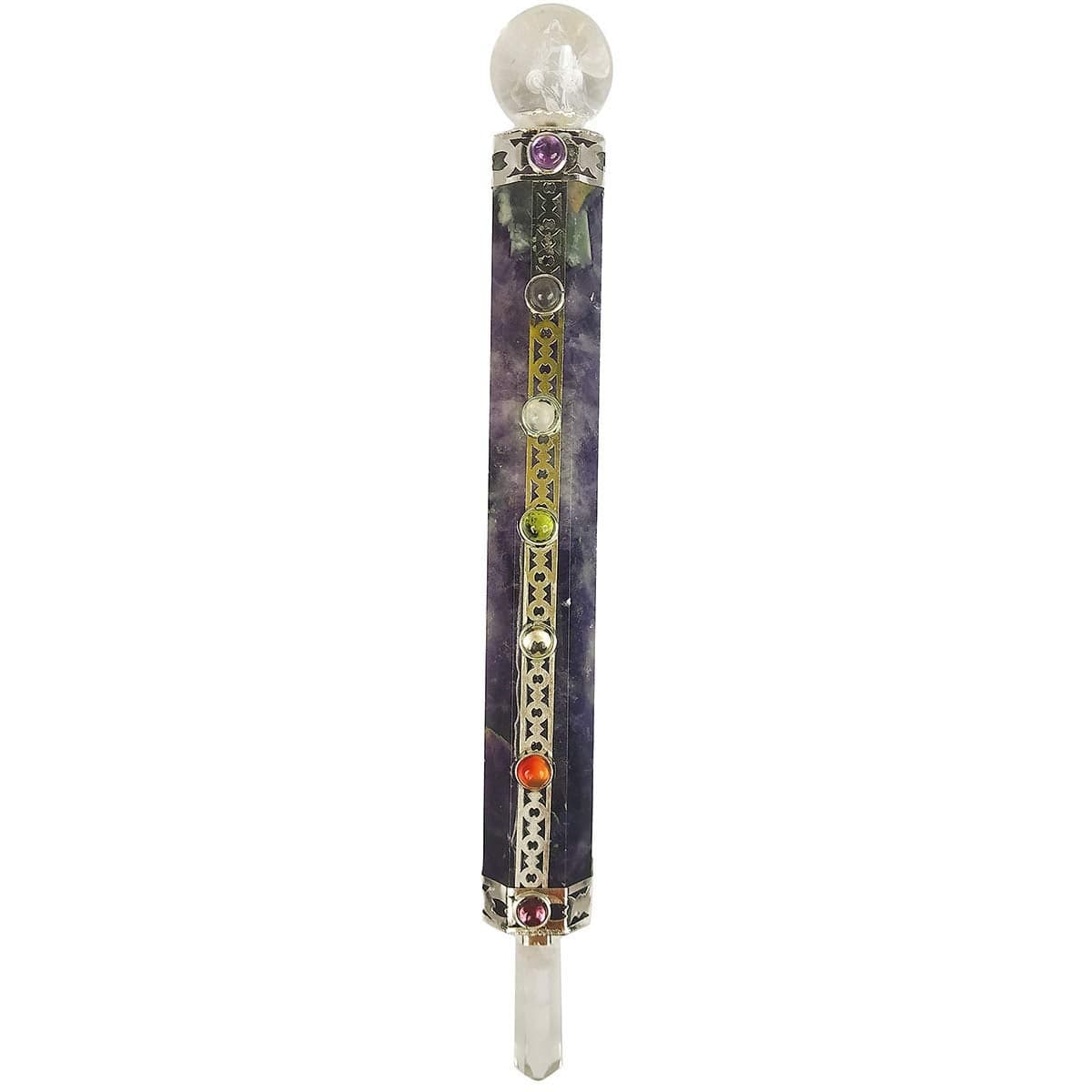 Reiki Crystal Products Amethyst Healing Wand Natural Crystal Stone PencilTower Chakra Standard Size Multicolour