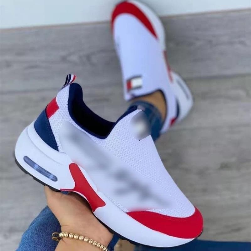 Cross-border foreign trade 2023 new mesh flying woven shoes women's casual air cushion sneaker European and American plus size platform mesh shoes
