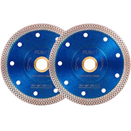 PEAKIT 4-1/2 inch Super Thin Diamond Tile Saw Blade for Porcelain Ceramic Fit Grinder 7/8"-5/8" Arbor (2 Pack, 4.5")