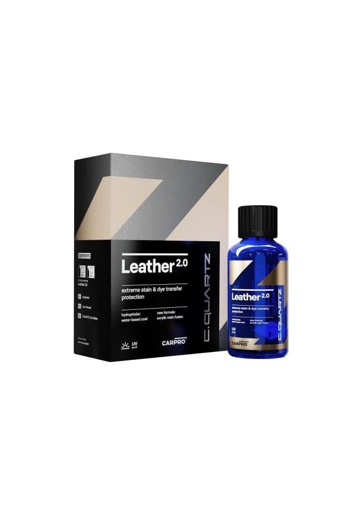 CARPRO CQUARTZ Leather 20 Kit Hydrophobic Oil Phobic Safe on All Car Leather Resistance to UV Denim Dye Coloring Abrasion and Stains 30ml Kit
