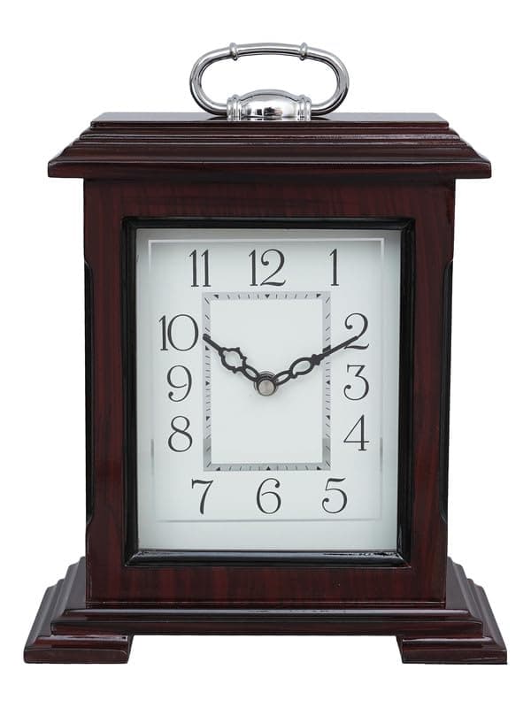 CRAFT SMITH Decorative Rosewood Colour Wooden Analog English Numbers Rectangular Table Clock for Office Desk Home Living Study Room Gifts Size 22 x 10 x 28 CM Weight 1510 Gram