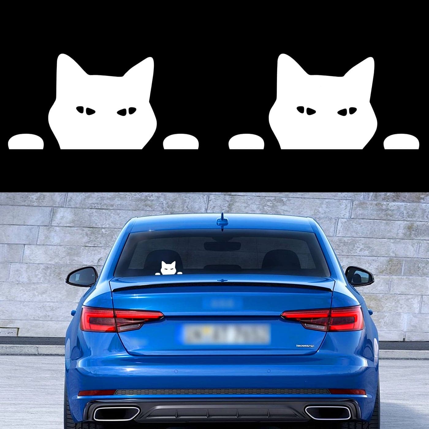 TOMALL 2PCS 55 Cat Peeking Car Stickers Cat Watching Vinyl Reflective Decals Waterproof Funny SelfAdhesive for Car Window Bumper Laptop Motorcycle White