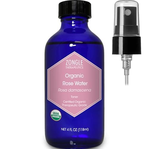 Organic Rose Water Spray for Face Hyderating Toner 100 Pure Rose Water by Zongle Therapeutics Grade 4 Oz