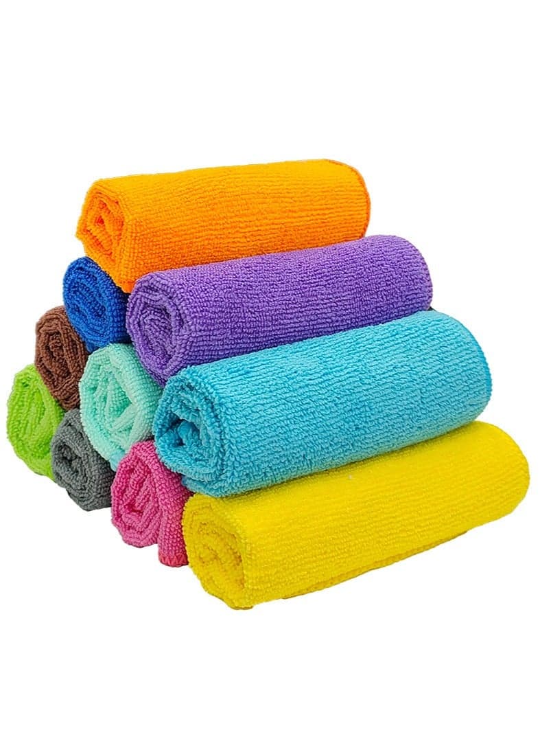 10 Pack Microfiber Cleaning Rags, Super Absorbent and Lint Free Cleaning Cloth for Window, Household and Kitchen