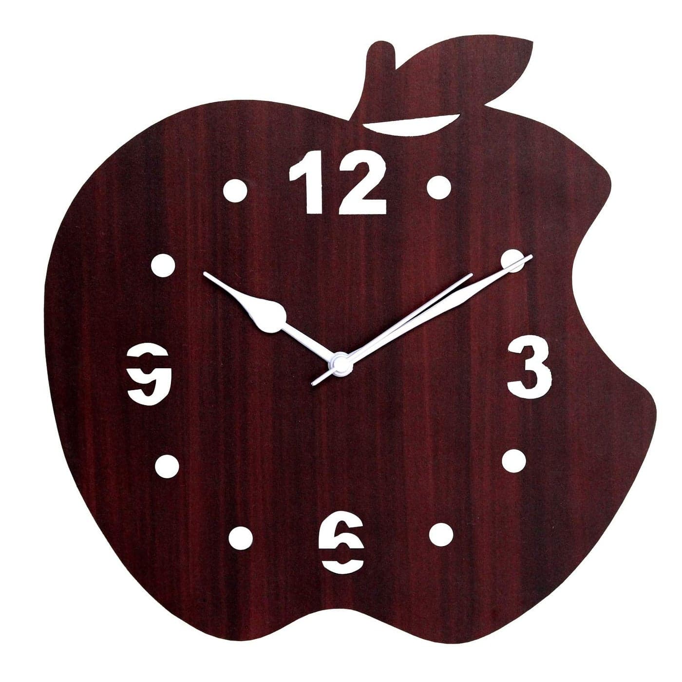 Great Indian Hub Apple Themed Wooden Decorative Wall Clock 25 x 25 x 28 cm Red Brown