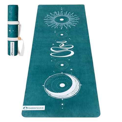 Yoga Mat 5mm Non Slip Suede & TPE - Green Eco-Friendly Fitness & Exercise Mat for Home Gym, Pilates, Hot Yoga, and Meditation - Lightweight Durable 72 x 24 inch Workout Mat for Women, Men