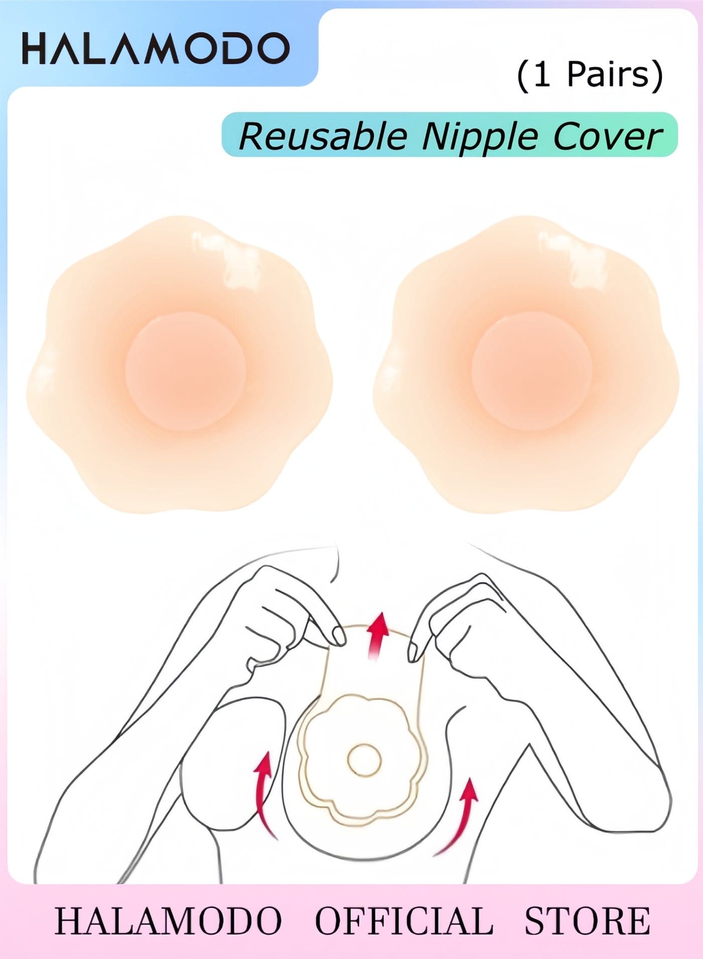 Breast Lift Pasties Nipple Cover, Silicone Strapless Sticky Bra,Reusable Nipple Cover (1 Pairs)