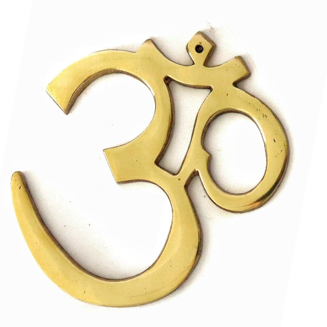 The Spiritual Living Pure Brass Om Wall Decor | Hanging For Entrance | Art | Om For Mandir | Om For Door Entrance | 5.5 Inch | Pooja Mandir | ॐ | Room | Temple |