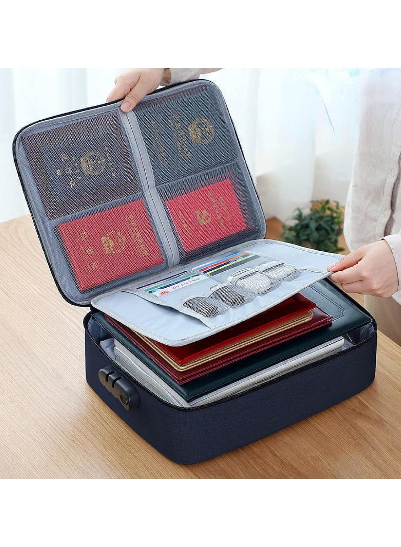 Large Capacity Fireproof Document Box with Lock File Storage Waterproof Safe Bag