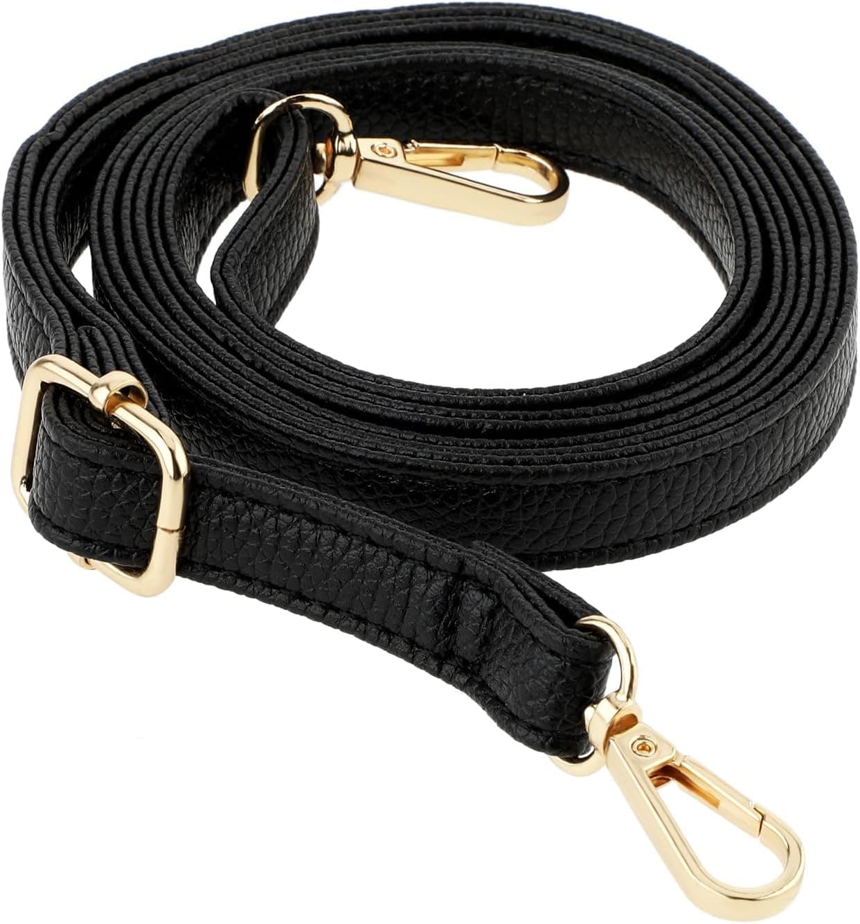 Adjustable Leather Purse Strap Replacement, 27.6-51.8 Inch Crossbody Belt for Handbags, Black