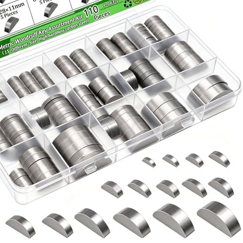Ruibapa 110PCS Metric Woodruff Key Assortment Kit 15 Sizes Carbon Steel Woodruffkey Kit Woodruff KeyCrankshaftKeyway Shaft Feather Key for Fastening Connection