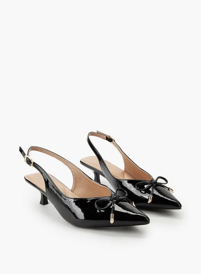 Women Bow Detail Kitten Heel Shoes