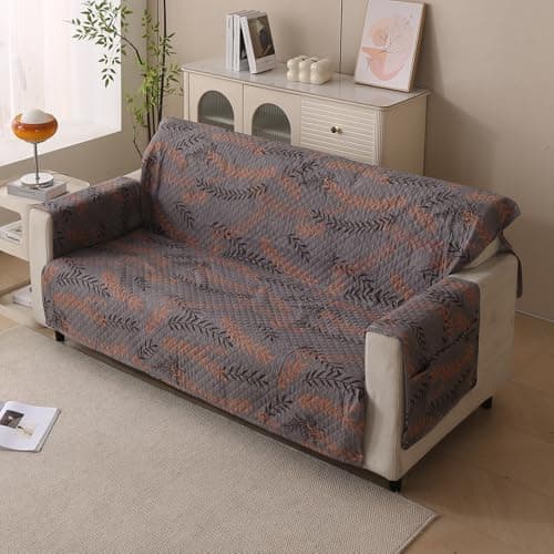 House of Quirk Polyester Sofa Cover Mat - Anti-Slip, Waterproof Couch Protector for Pets - Machine Washable Furniture Protector (Oakwood, 175x170cm, Three Seater)