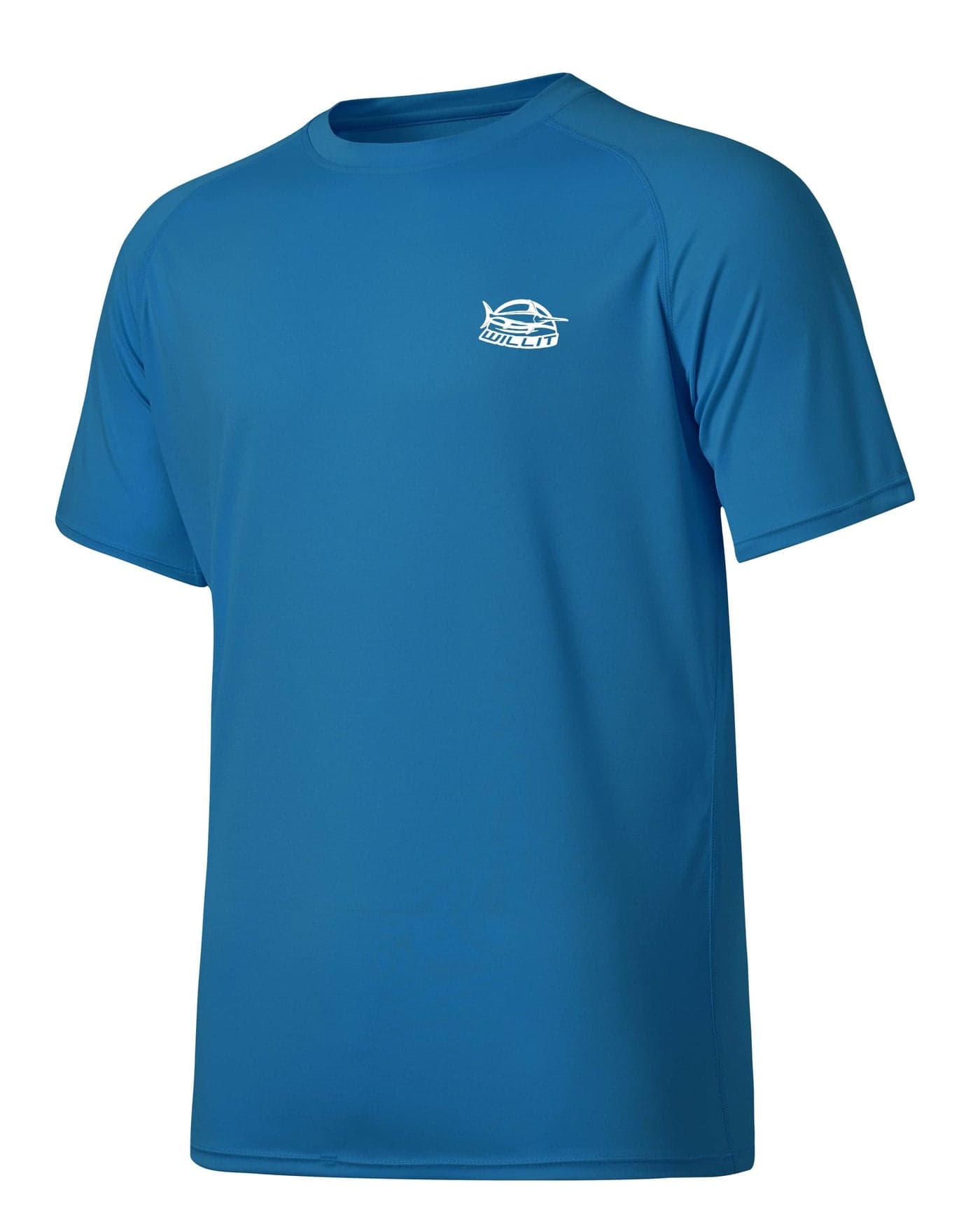 Willit Men's Rashguard Swim Shirt Short Sleeve UPF 50+ Sun Protection Shirt SPF Quick Dry Water Shirt Ocean Blue L