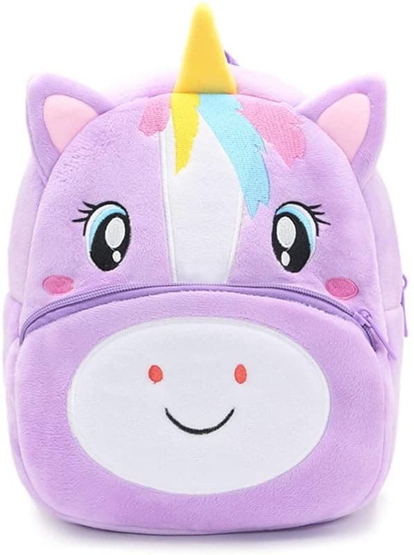Frantic Kids Soft Cartoon Travelling School Bag Soft Plush 2 Compartment Backpacks Boys Girls Baby for 2 to 5 Years Baby/Boys/Girls Nursery, Preschool, Picnic(1_Purple_Mini_2023_A)