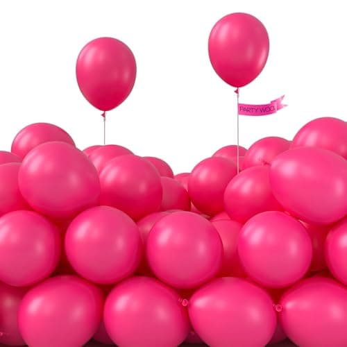 PartyWoo Hot Pink Balloons 50 pcs 5 Inch Small Mini Dark Pink Magenta Fuchsia Latex Balloons for Wedding Baby Shower Gender Reveal Valentines Day Bachelorette Birthday Party Decorations PinkY12
