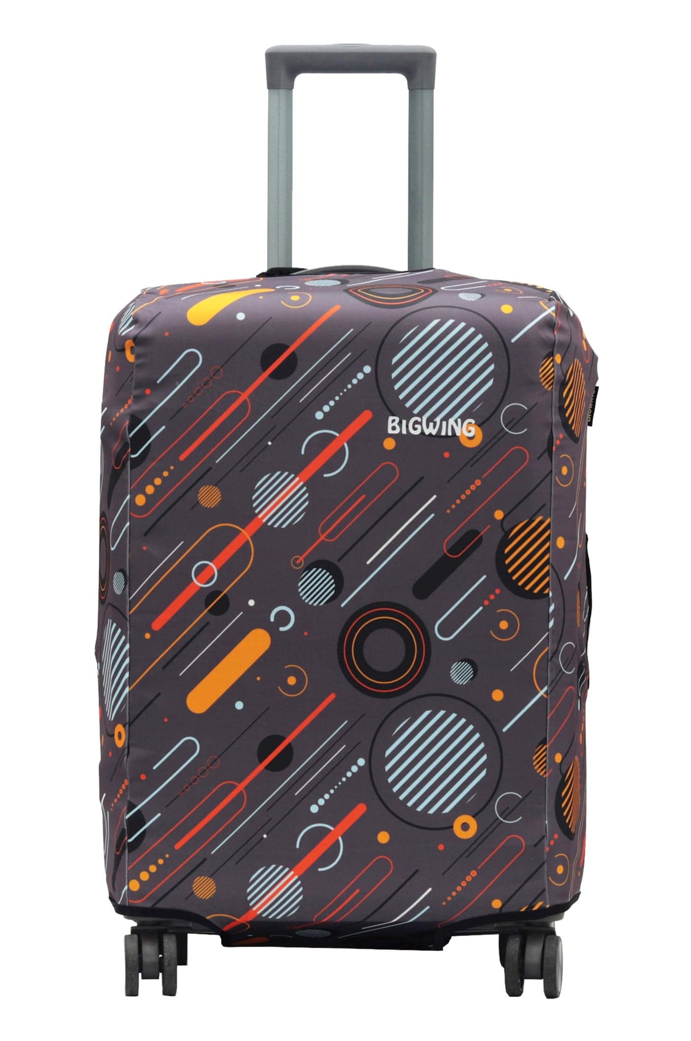 BIGWING Protective Cover in Polyester Fabric with Geometric Print for | Small Size 20' inch 55 cm | Hard Luggage Trolley Bag Cover (Fits Only On Fiber - Plastic Trolley Bag) Brown Color