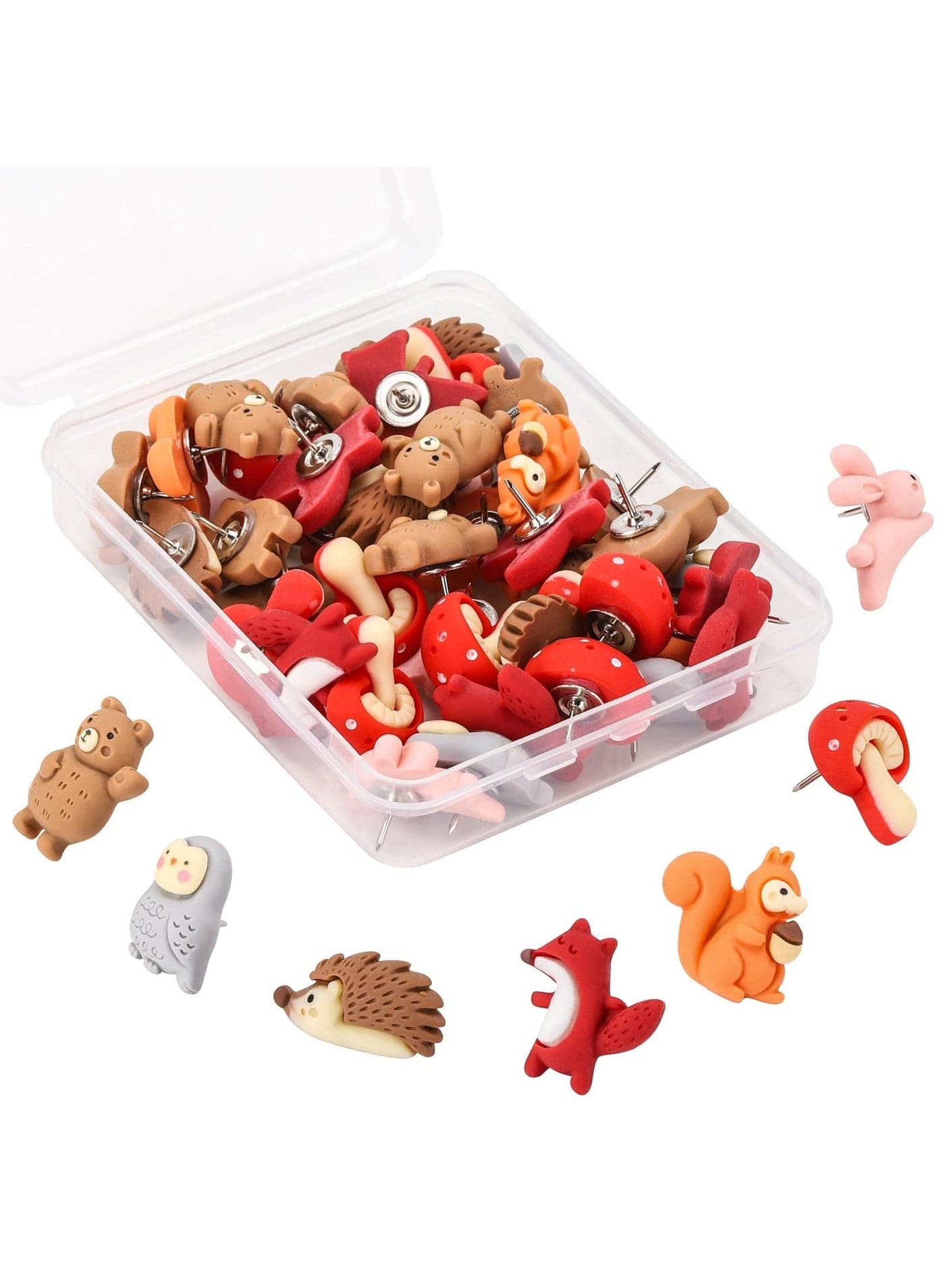 SYOSI 50 Pieces Cartoon Animal Push Pins Decorative Thumbtacks for Photo Wall Cork Board Bulletin Board Map Office Home Use