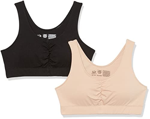 Fruit of the Loom Women's Sport Bra with Cookies , Sand/Black, 36(Pack of 2)