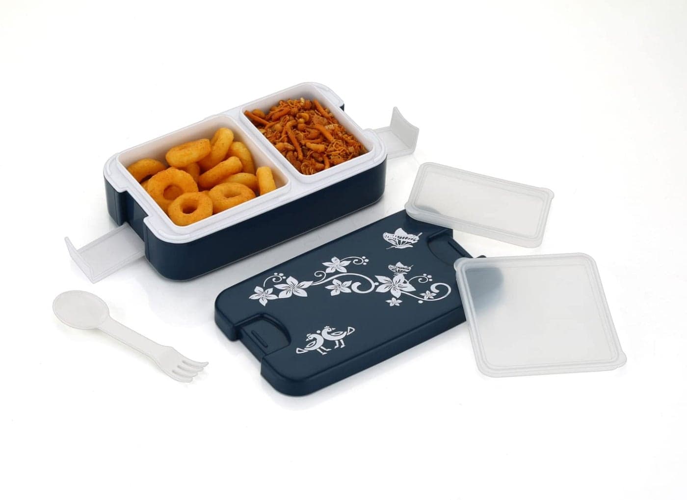 KBS Lunch Box Air Tight Tiffin Box for Kids School Food Storage Box Two Compartmen with Spoon Snap Lock