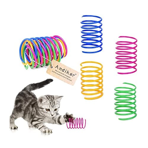 Andiker Interactive Cat Spiral Creative Spring Toy to Kill Time and Keep Fit Sturdy and Heavy Plastic for Swatting Biting Hunting Kitten Toys Colorful 12 pcs