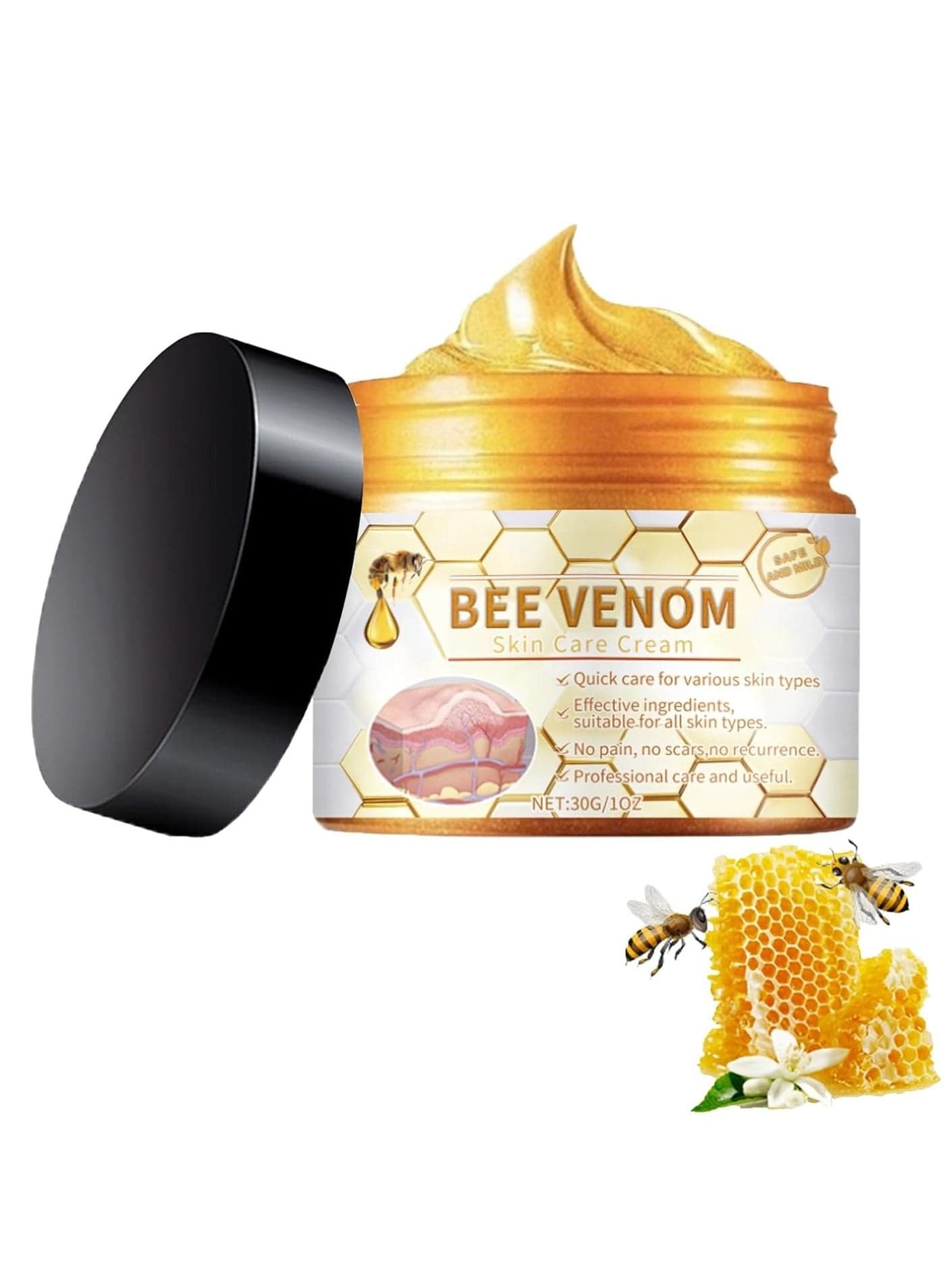 Bee Venom Moles and Wart Removal Cream Mole and Wart Cream Easy Application and No Irritation Wart and Tag Remover Bee Venom Repair Cream Wart Treatment Cream