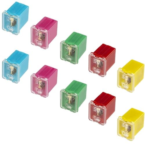 10 PCS Versatile Automotive Fuse Assortment Low Profile Box Shaped Micro Cartridge Fuses Kit for Pickup Trucks Cars and SUVs (20 A/30 A/40 A/50 A/60 A, 2 PCS Each)