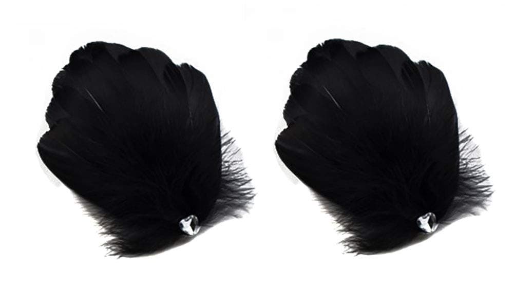 2PCS Girls Heartshaped Feather Hair Clip Headpiece Party Hairpins Hair Barrettes Hair Accessory Bridal Wedding Feather Fascinator Black