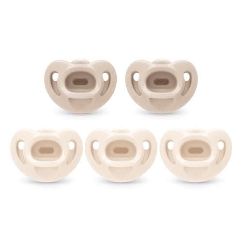 NUK 100% Silicone Comfy Orthodontic Pacifiers, 0-6 Months, Neutral Fashion, Timeless Collection, 5 Count