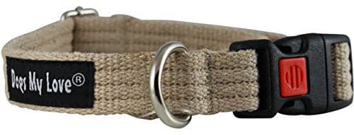 Dogs My Love Cotton Web Adjustable Dog Collar with Locking Device 4 Sizes Beige (Small: Neck 11.5"-15.5"; Width 1/2")