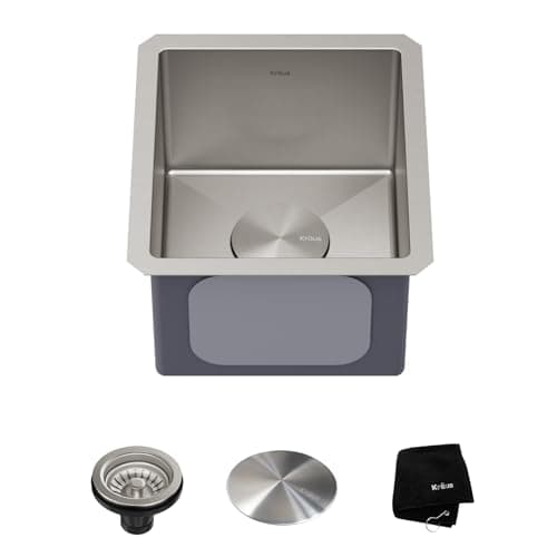 KRAUS Standart Pro 13-inch Undermount Single Bowl 16 Gauge Stainless Steel Bar Kitchen Sink, KHU101-13