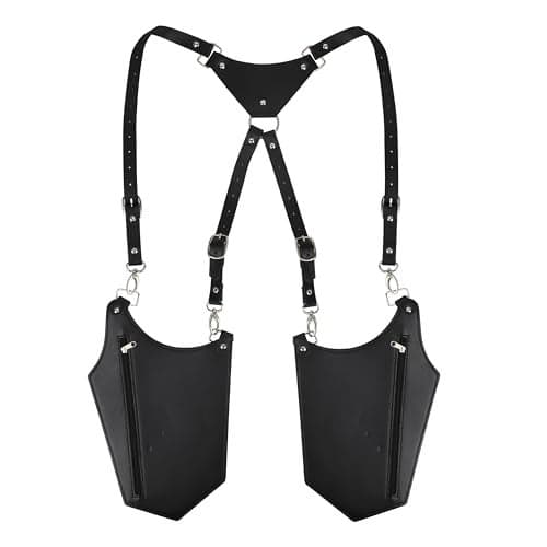 Men’s Underarm Shoulder Holster Bag Vintage PU Leather Crossbody Chest Pouch Adjustable Anti-Theft Travel Wallet Phone Bag