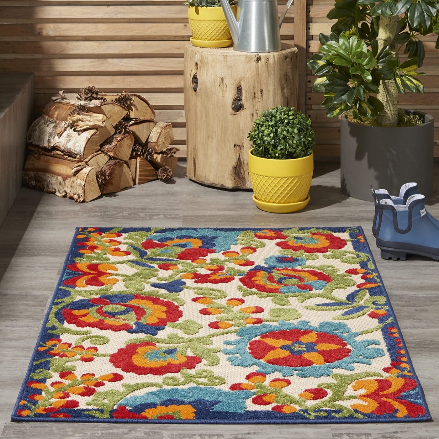 Nourison Home Aloha IndoorOutdoor Multicolor 28 x 4 AreaRug EasyCleaning Non Shedding Bed Room Living Room Dining Room Backyard Deck Patio 3x4