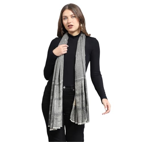 Monte Carlo Womens Self Design Grey Stoles_224STL4517-0-28
