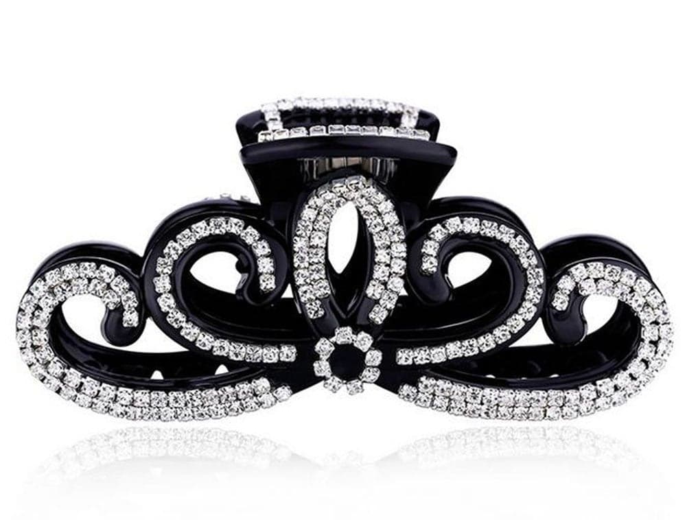 Suoirblss Women Lady Rhinestones Large Hair Claw Clip Hairpin Jaw Clips Thick Hair Accessories Black