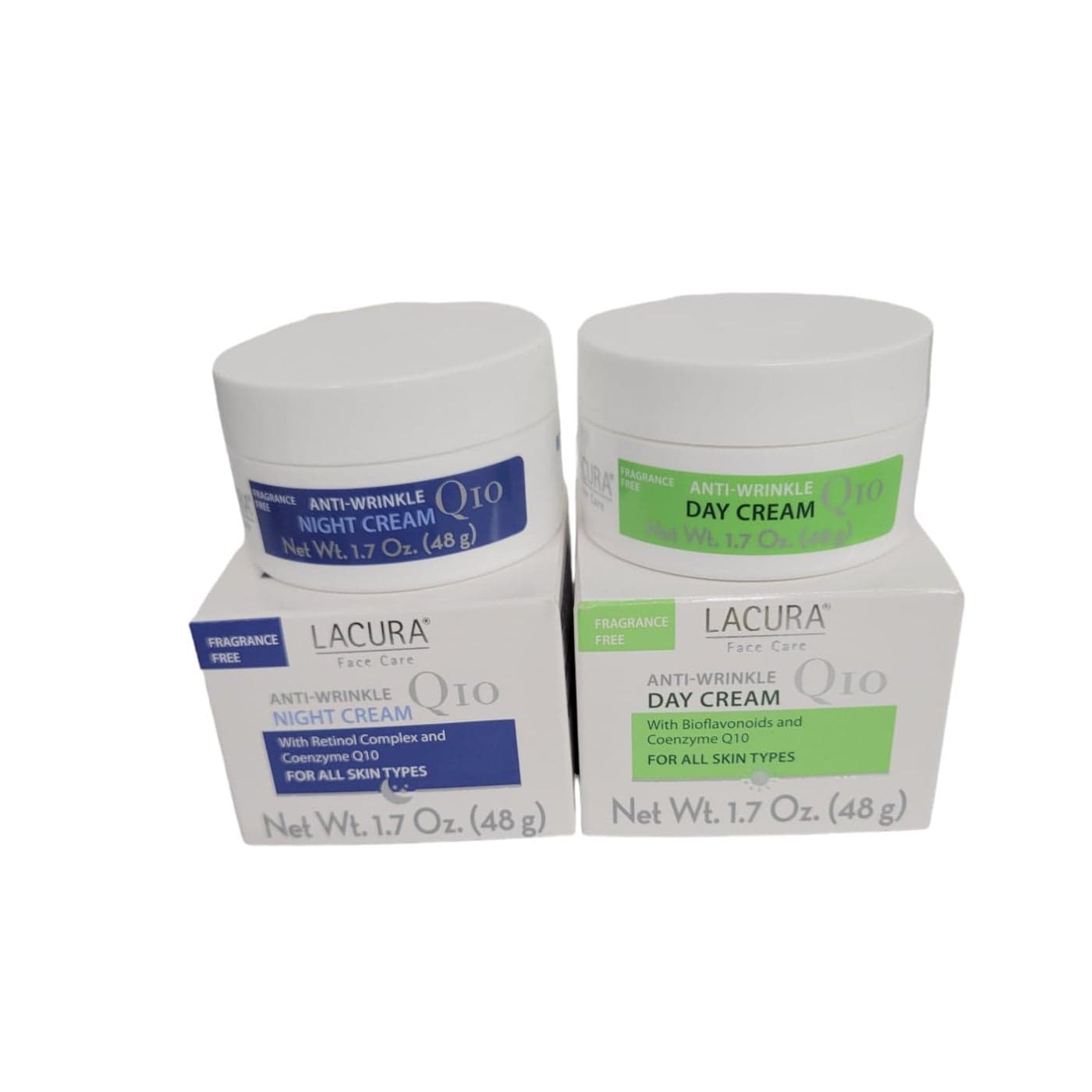 Lacura Q10 AntiWrinkle 17oz Day 17oz Night Face Cream Moisturizer with Bioflavonoid and Retinol Complex Set All Skin Types Dermatologist Tested European Skincare
