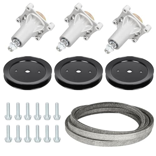 Youxmoto 187292 Spindle - 54 in Deck Rebuild Kit LGT2654 for Husqvarna/Craftsman YTH2454 GTH2654T LGT24K54,3 Spindles 192870 532187292, 3 Pulleys 129861 173436, 148" Belt 196103 53219610