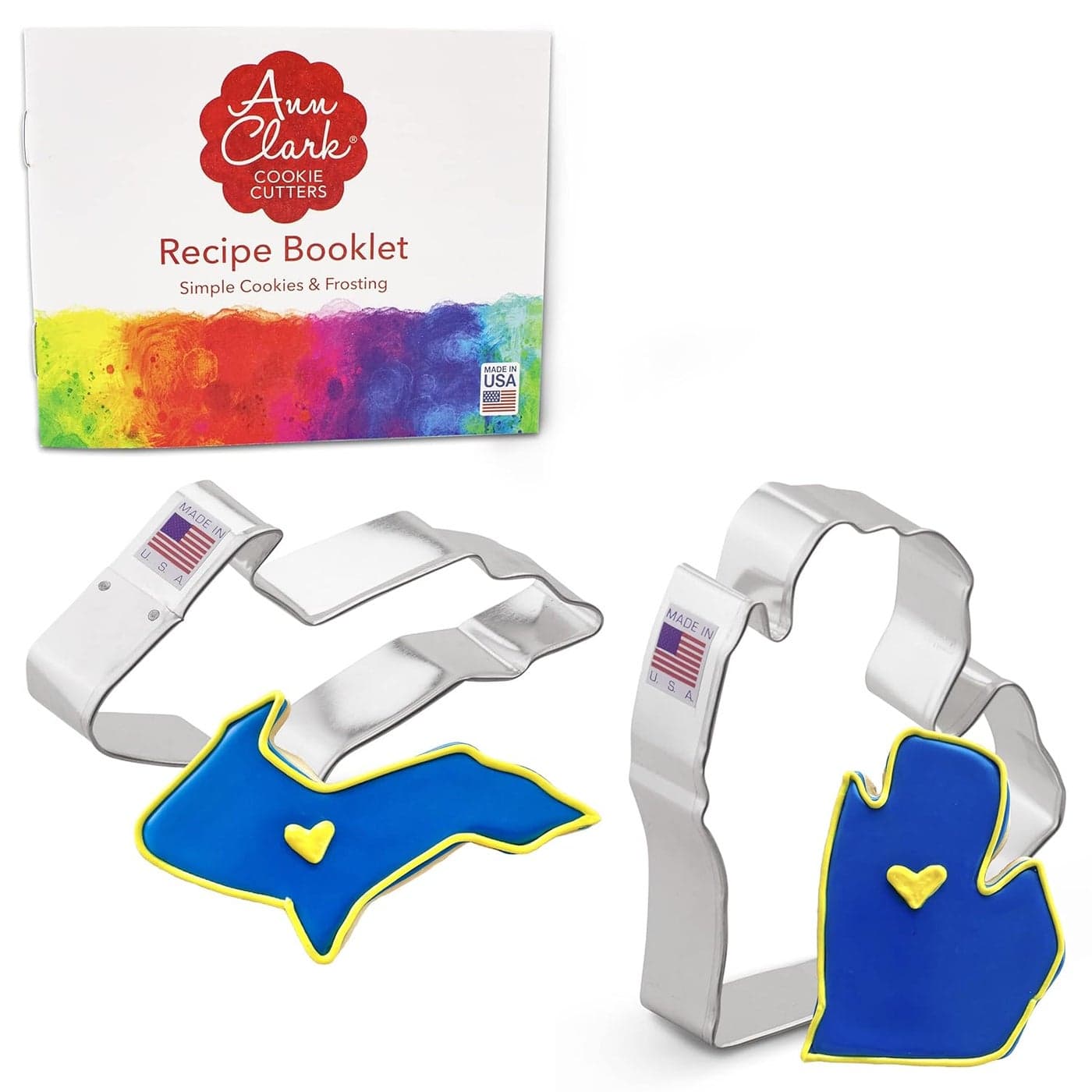 Ann Clark Cookie Cutters 2Piece Upper and Lower Michigan Cookie Cutter Set with Recipe Booklet