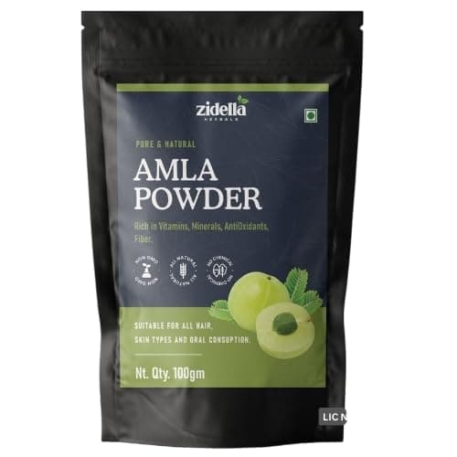Zidella Herbals Amla Powder 100g Pure Natural Indian Gooseberry For Hair Growth Skin Glow Oral Consumption Rich in Antioxidants Fiber Vitamin C Organic Superfood