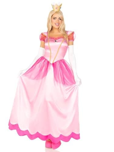 Leg Avenue Women's 2 Pc Classic Pink Princess Costume with Satin Gown, Crown Headband, Medium