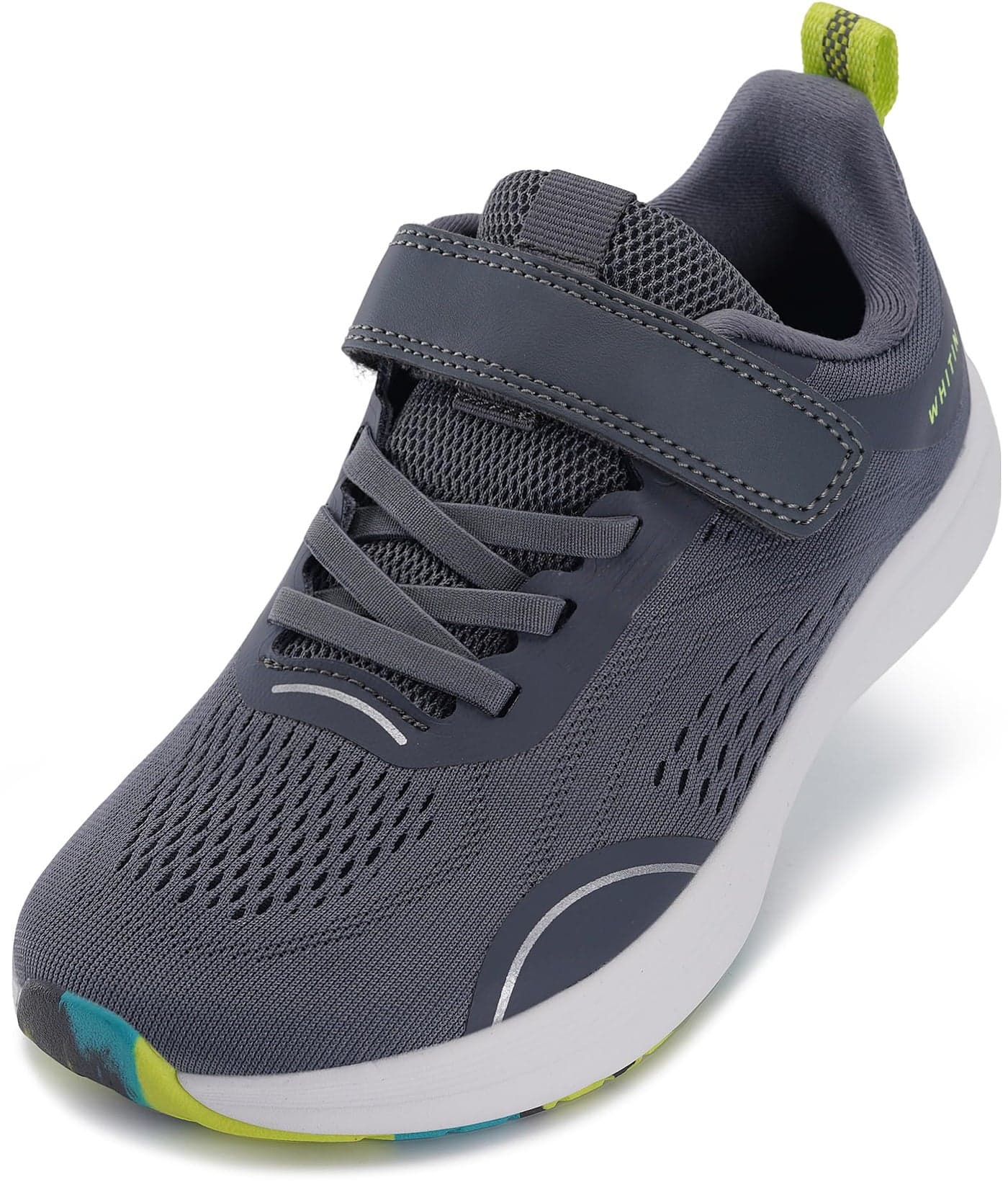 WHITIN Boys Girls Wide Toe Box Running Shoes Zero Drop Width Sneaker Little Big Kids Size 3 Athletic School Basketball Tennis Footwear Dark Grey 35
