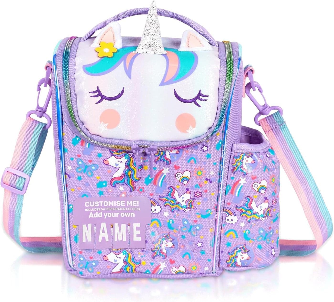 ONOTIC Lunch Bag for Kids, Lunch Bag for Office Men, Women and Kids, Canvas Tiffin Bags for School, Picnic, Work, Carry Bag for Lunch Box and Water Bottle (Vertical Unicorn)