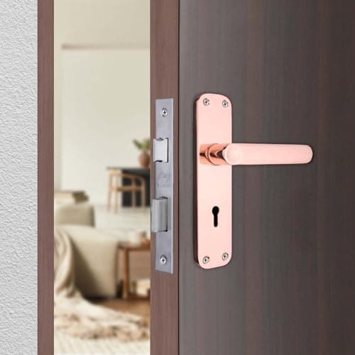 Godrej Locking Solutions and Systems Mortise Door Lock Handle Set | ELC 09 | 6-Lever Locking Mechanism | Reversible Latch | for Wooden Doors (Rose Gold Finish) | 5 Years Warranty