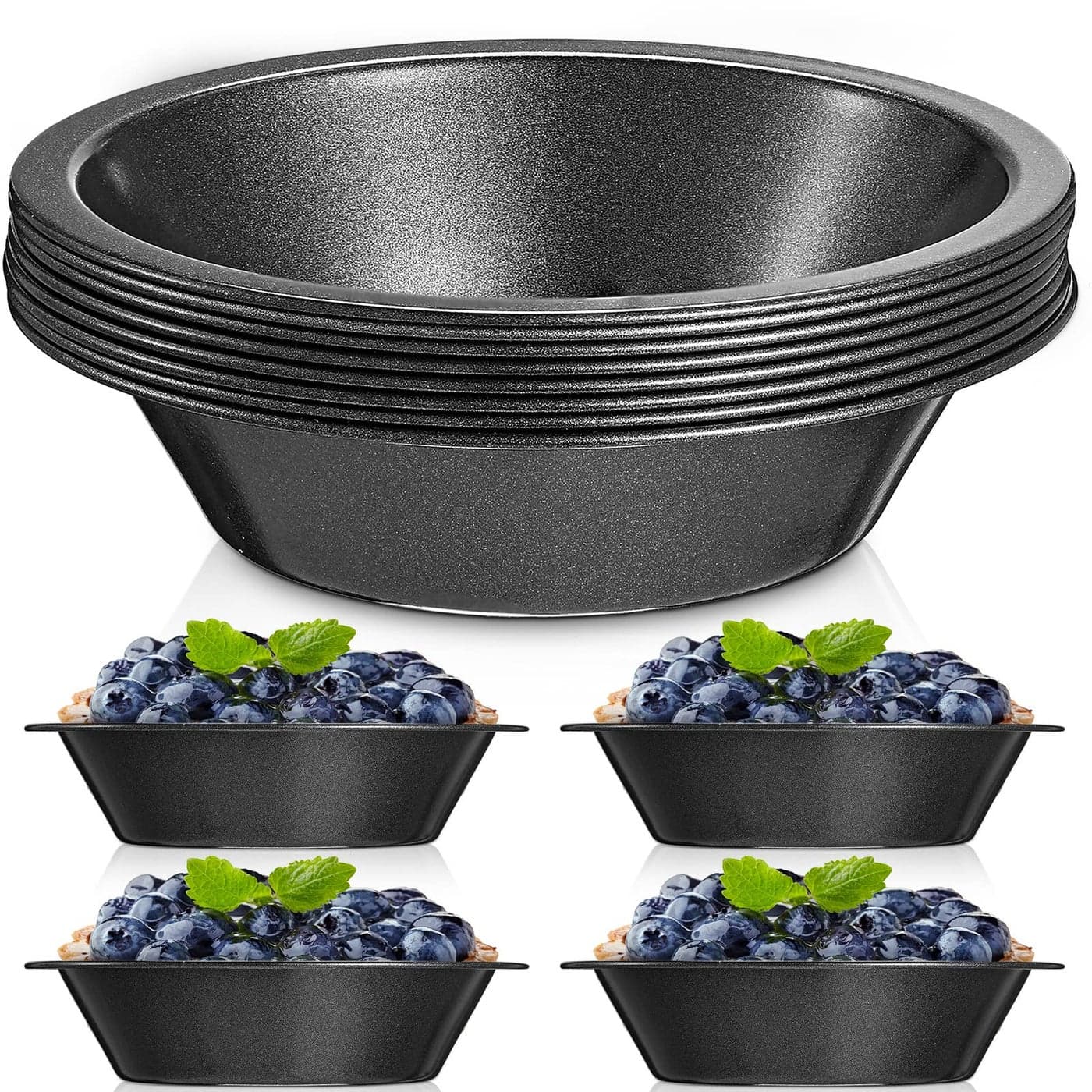 Gandeer 8 Pcs mini pie tins 4 inch Pie Pan Dish for Baking Carbon Steel Pizza Nonstick Plate Bakeware Set Oven Air Fryer Cake Bread Meat