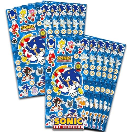 Sonic The Hedgehog Sonic Party Favors for Boys & Girls Bundle ~ 12 Pack Sticker Sheets for Kids Birthday Party Goodie Bags | Sonic Party Supplies Set