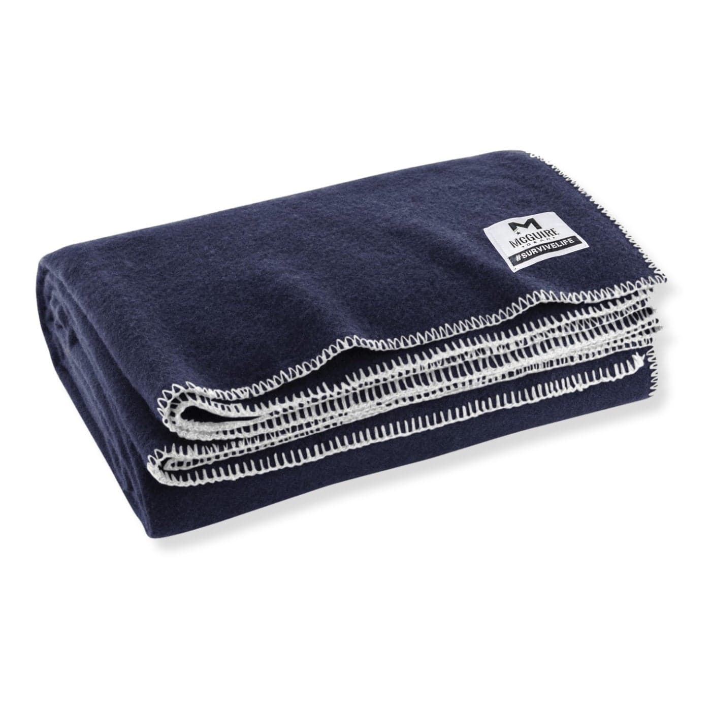 M MCGUIRE GEAR Heavy Duty Wool Blanket Survival Emergency and First Aid Use MilSpec Fire Retardant Durable Outdoor Wool Blankets for Camping Navy Blue 64 x 90 inches
