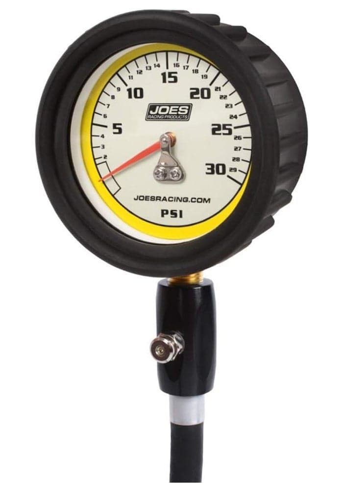 Joes Racing Pro Tire Pressure Gauge - Glow in the Dark, 0-30 PSI, Analog, 2-1/2" Diameter
