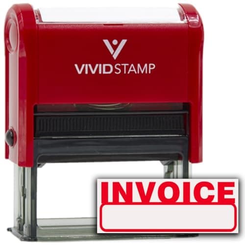 Basic Invoice Self Inking Rubber Stamp (Red Ink) - Medium