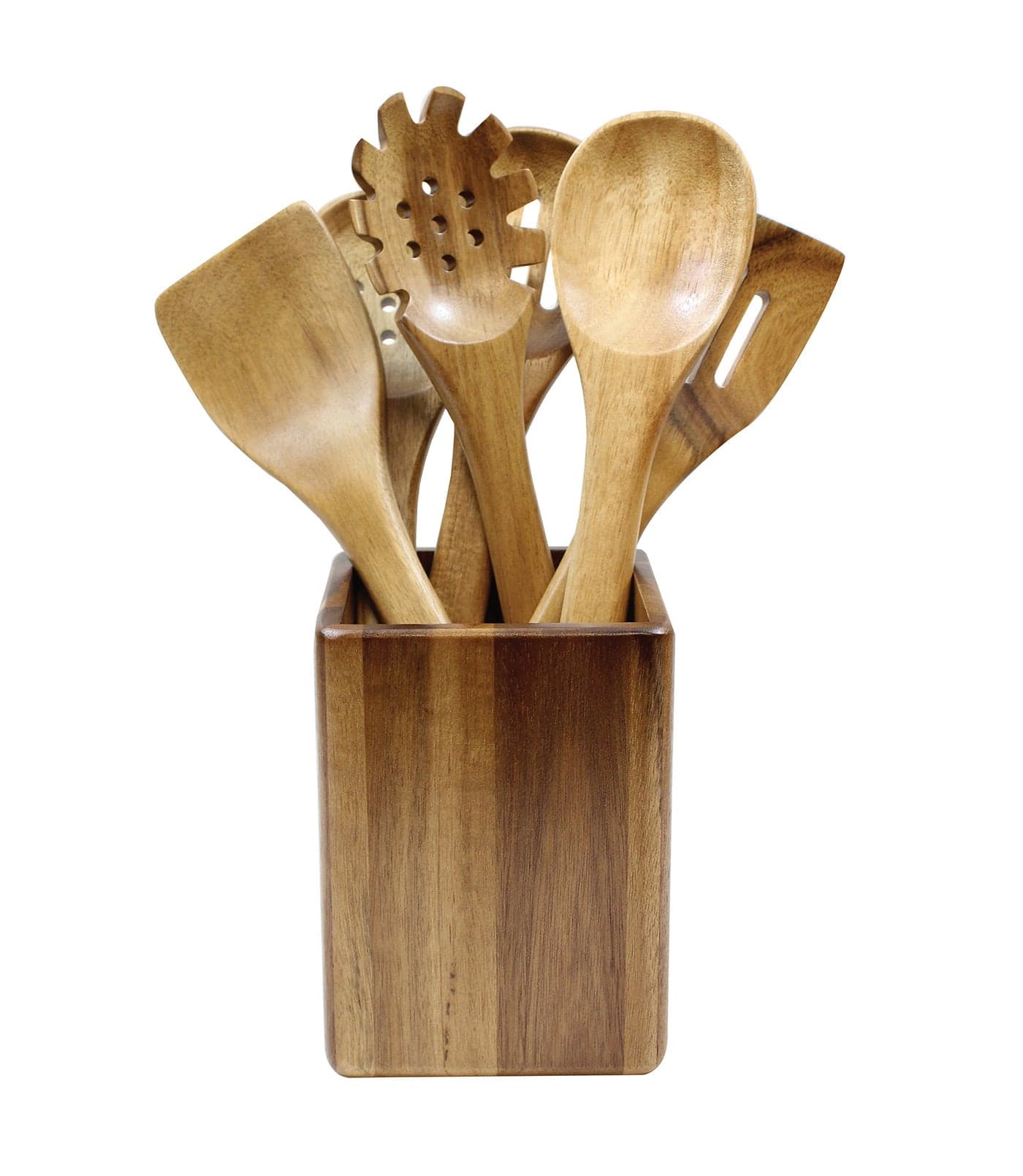 Tablecraft Elements Collection Utensil Set with Holder 5 x 65 x 115 MarbleAcacia