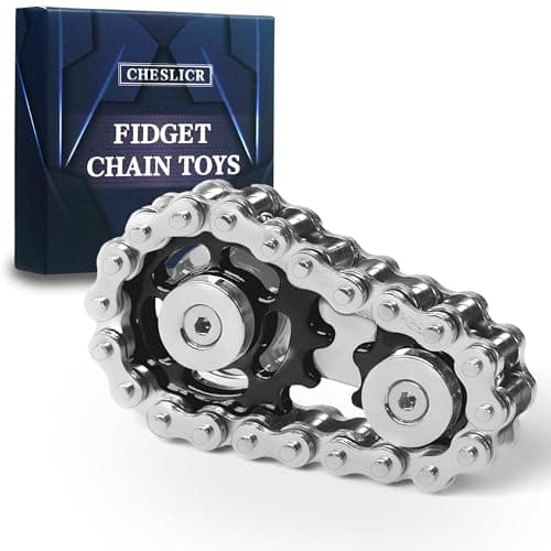 Fidget Spinner Toy for Adults Metal Figette Bike Chain Easter Basket Stuffer for Adult Men Pain Stim ADHD Teen Cool Gadgets Quiet Desk Offices Anxiety Relief Items Stress Tool Sensory Spiky Black